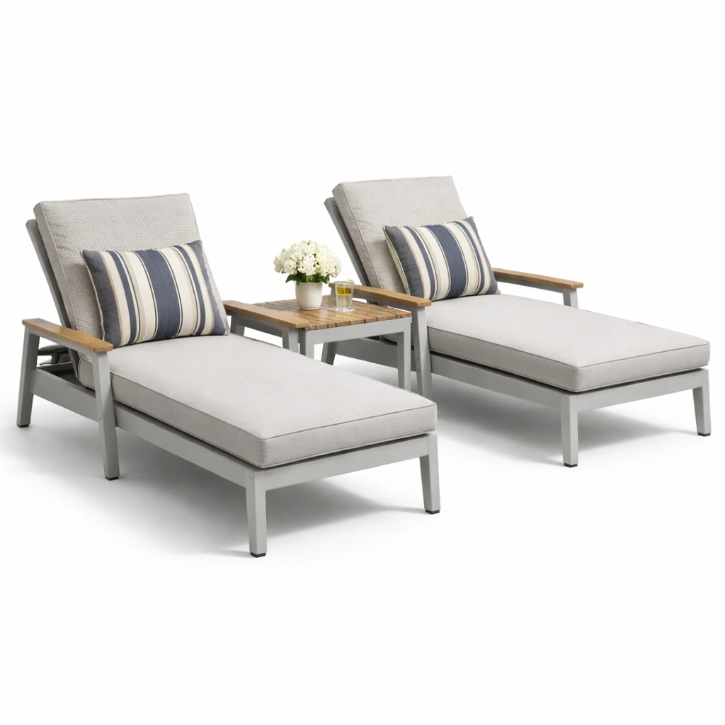Outdoor Liegen Set Hellgrau Klassisch-zrivon