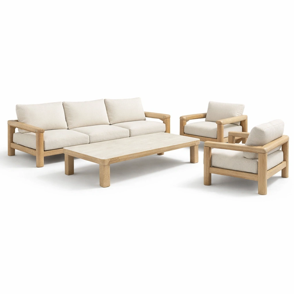 Outdoor Lounge Set Holz Beige Komfort-zrivon