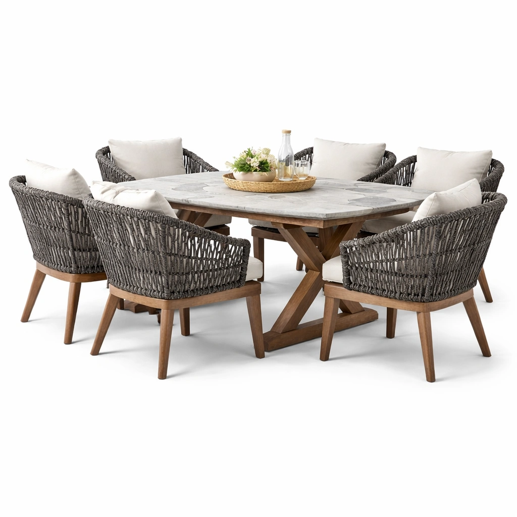 Outdoor Essgruppe Steinoptik Grau Elegant-zrivon