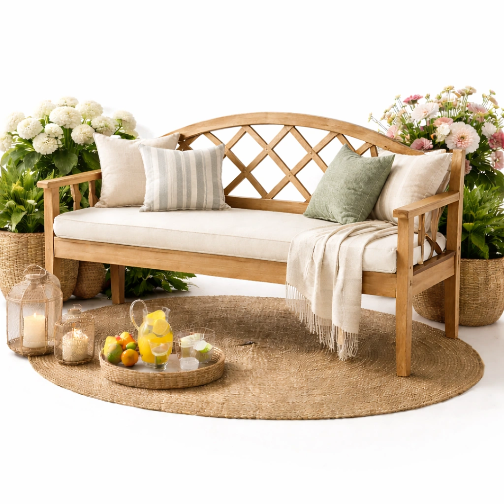 Holz Gartenbank Natur mit Polster-oravoa