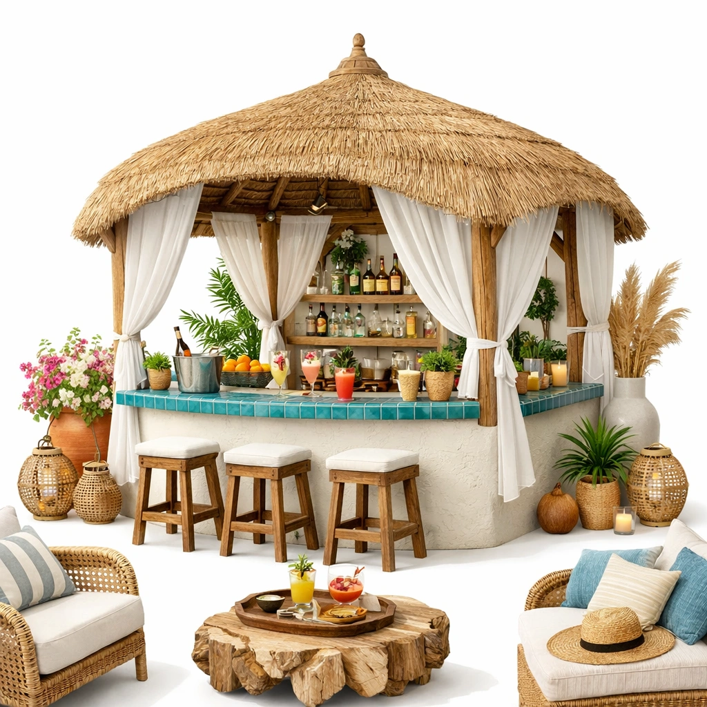 Garten Bar mit Strohdach Natur-oravoa