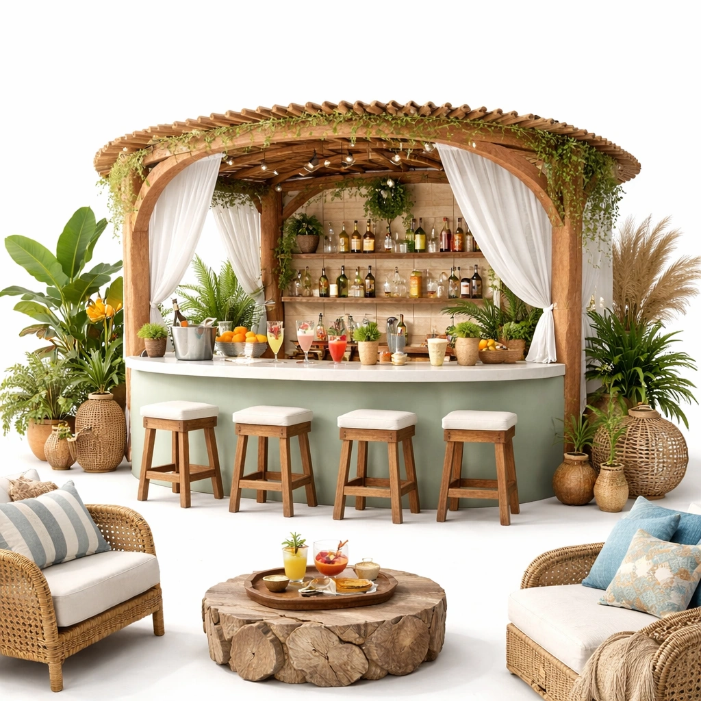 Outdoor Bar Holz mit Ueberdachung Natur-oravoa