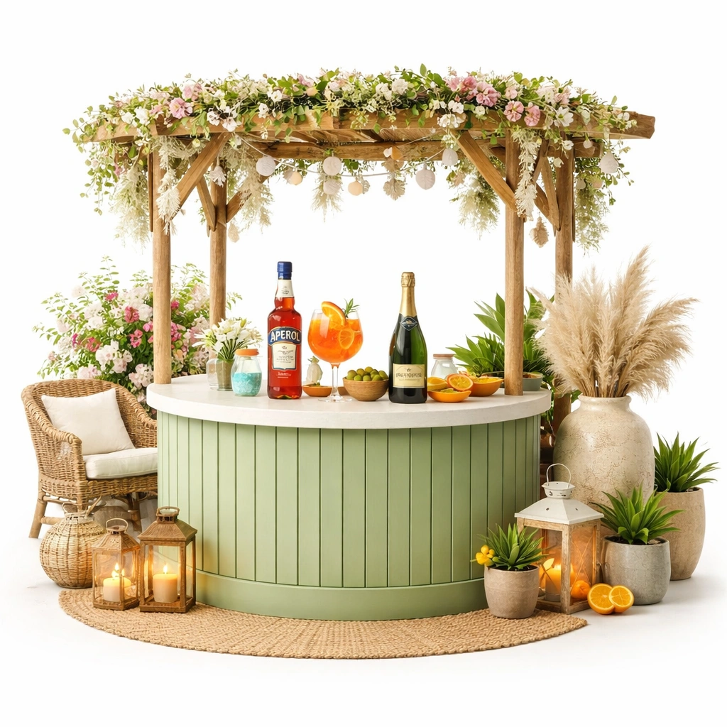 Outdoor Bar Set Gruen mit Ueberdachung-yelnora