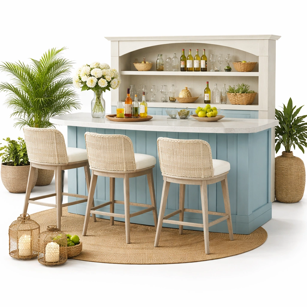 Outdoor Bar Set Hellblau Holz mit Stauraum-yelnora