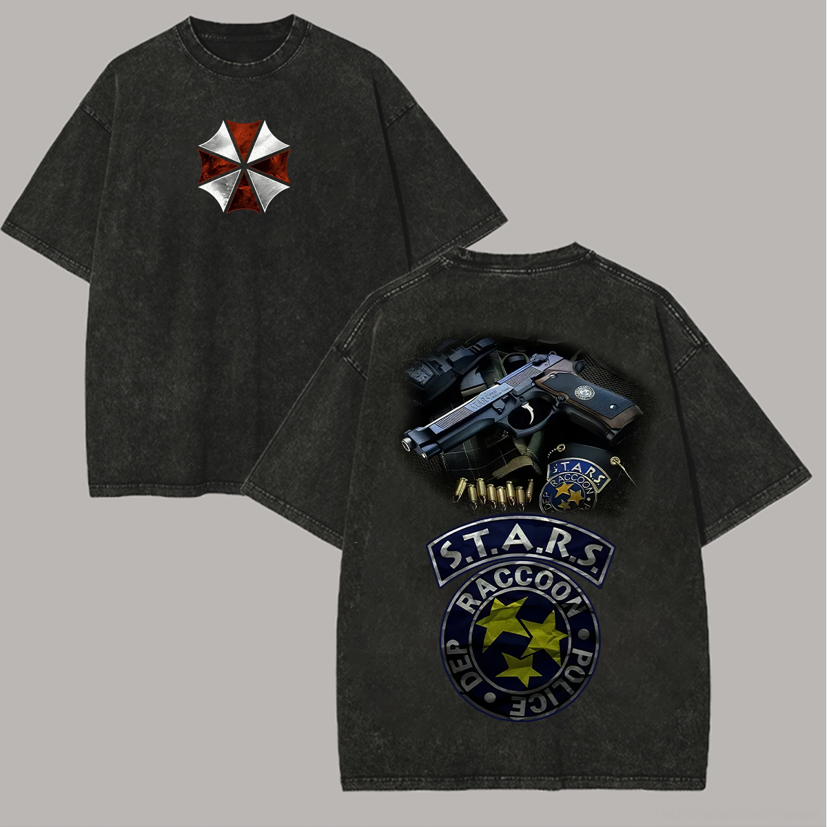 Resident Evil STARS Police Dept Printed Unisex Washed T-Shirt