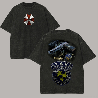 Resident Evil STARS Police Dept Printed Unisex Washed T-Shirt