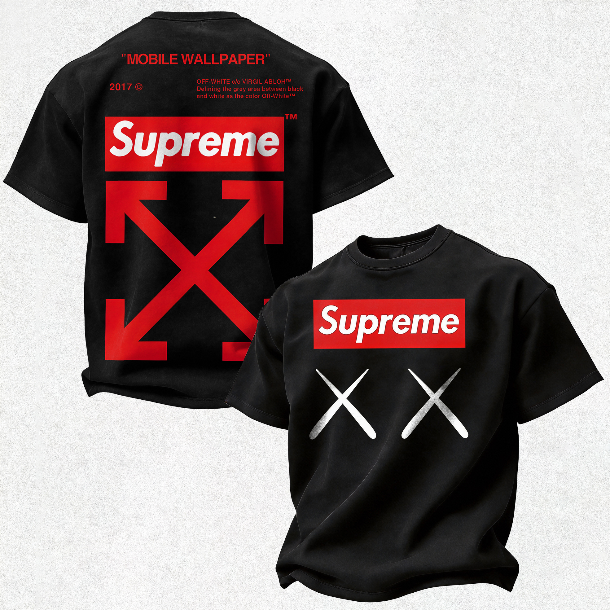 Supreme x Off-White Printed Oversized Unisex T-shirt