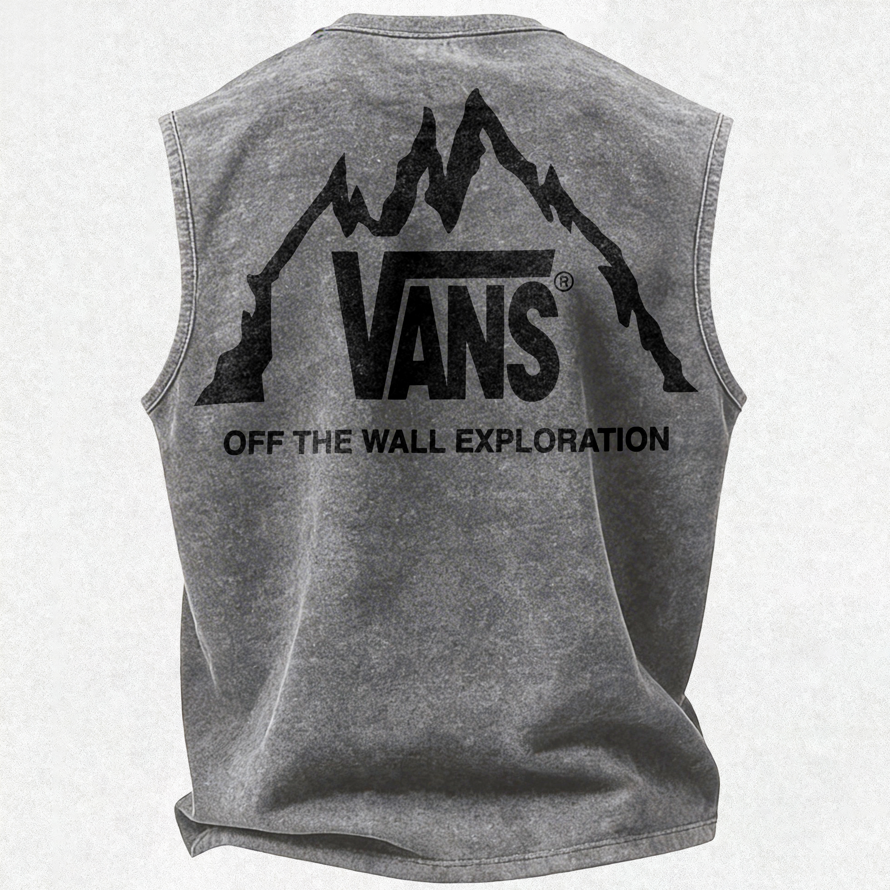 Vintage Street Fashion Print washed Tank