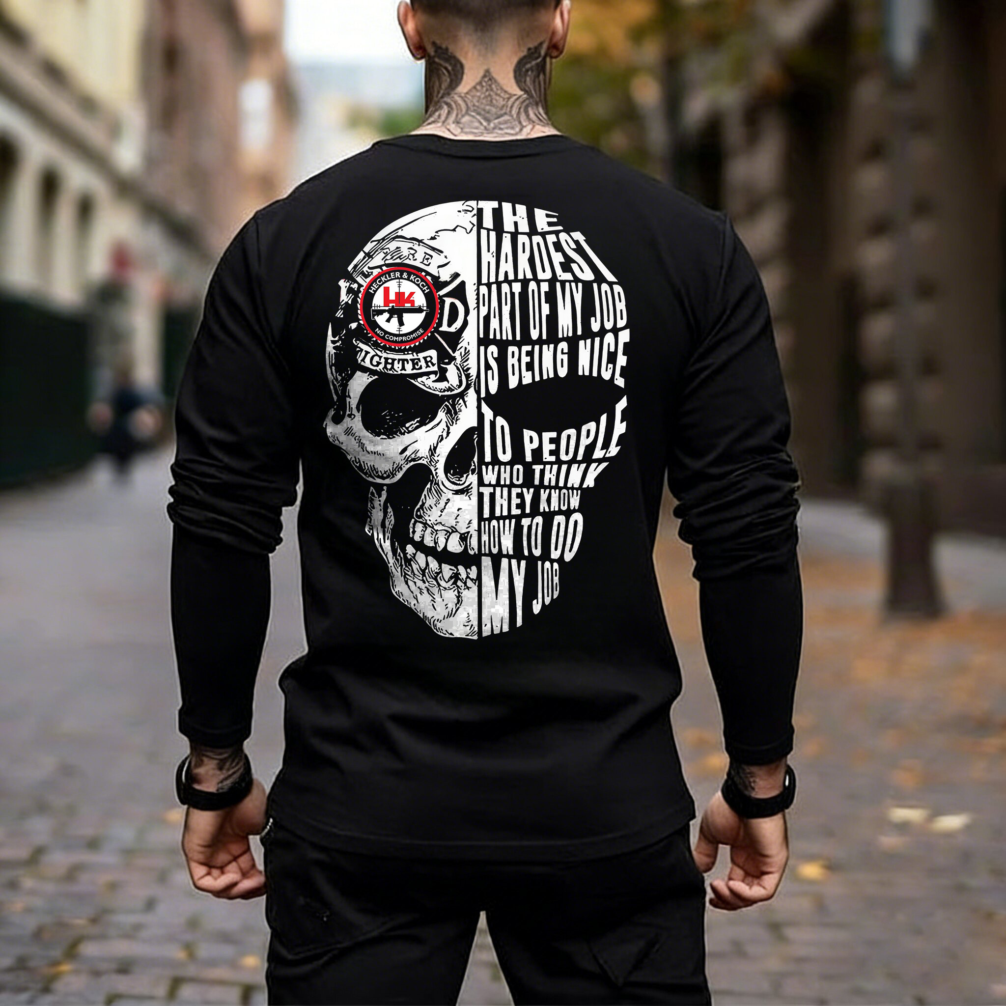 Heckler & Koch Skull Printed Men's Long Sleeves T-shirt