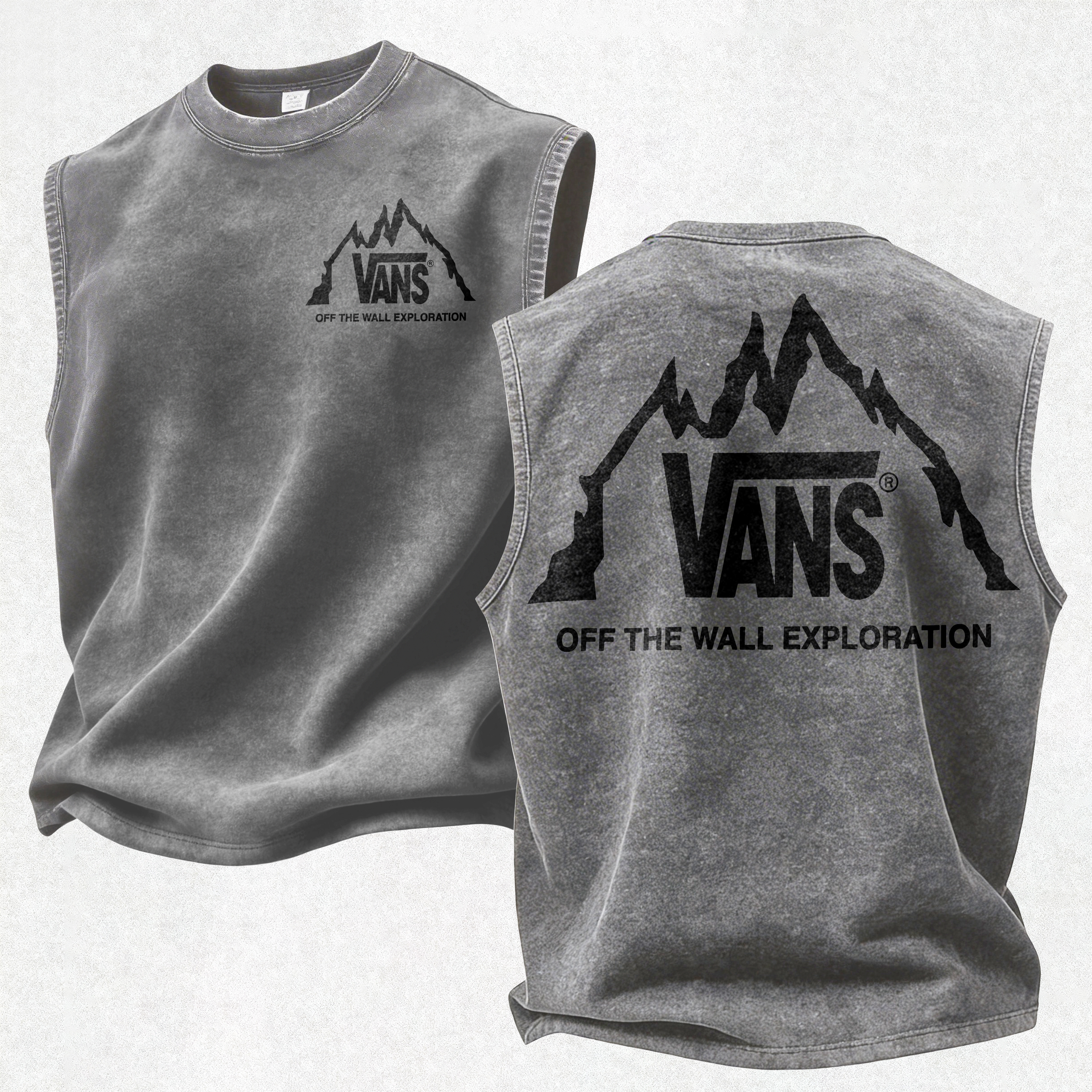 Vintage Street Fashion Print washed Tank