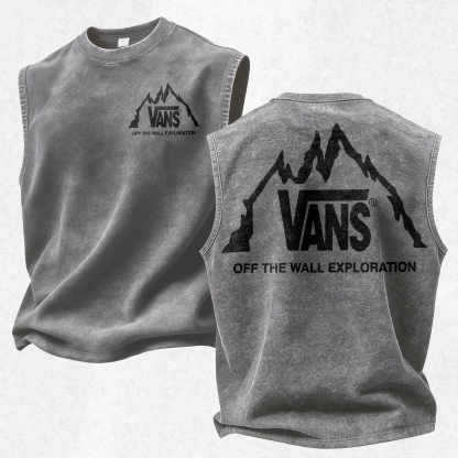 Vintage Street Fashion Print washed Tank