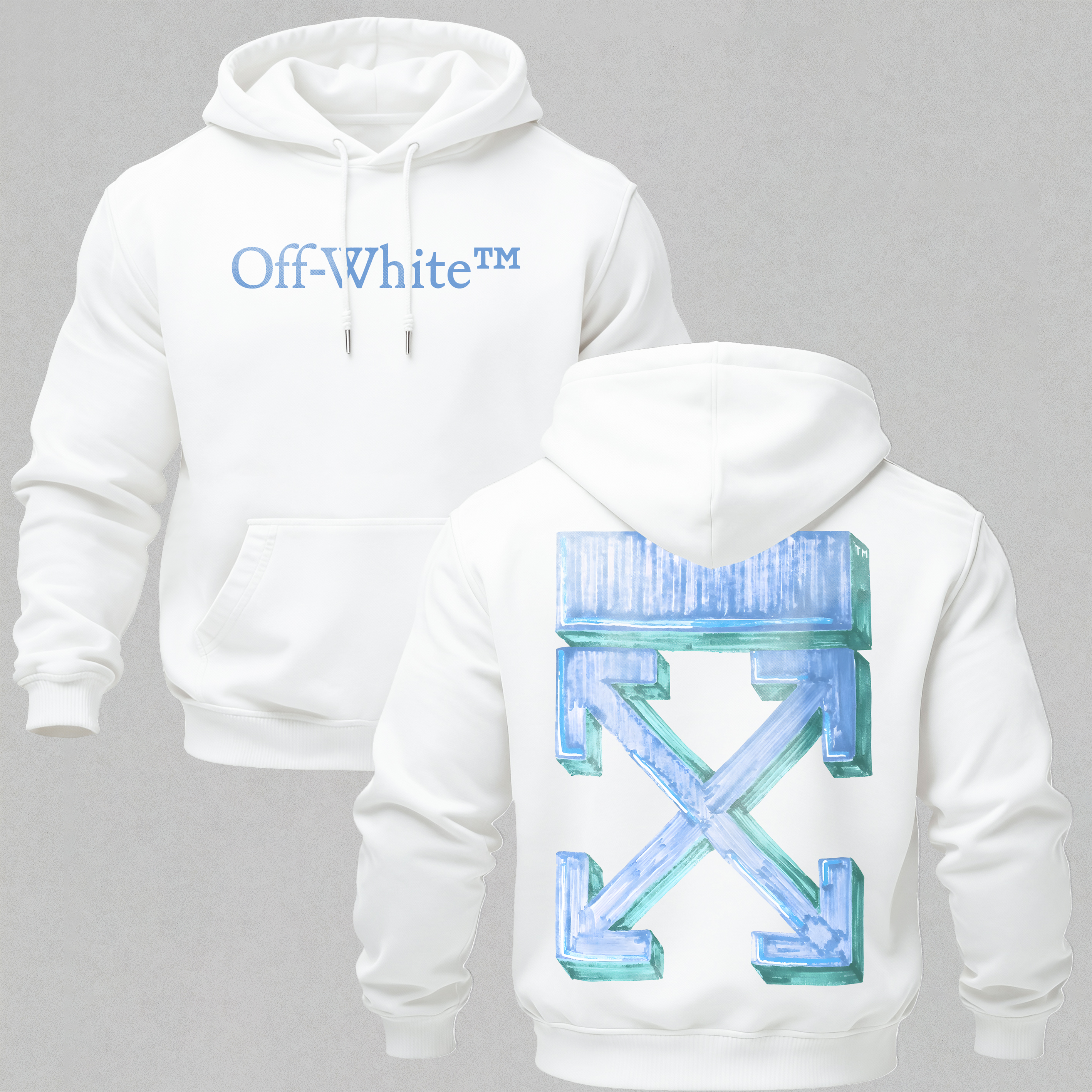 Off-White Printed Fleece-lined Unisex Hoodie