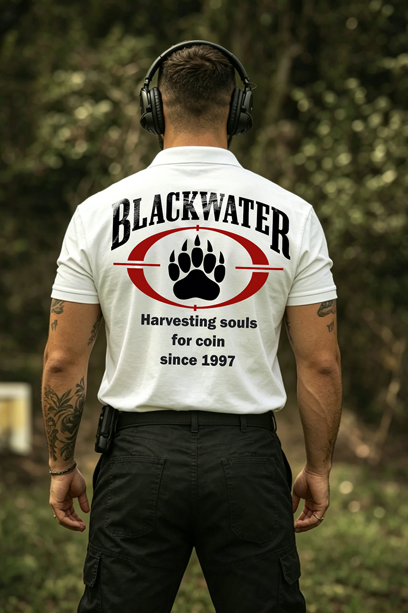 Blackwater Killing People for Money Since Coin Printed Men's Polo Shirt