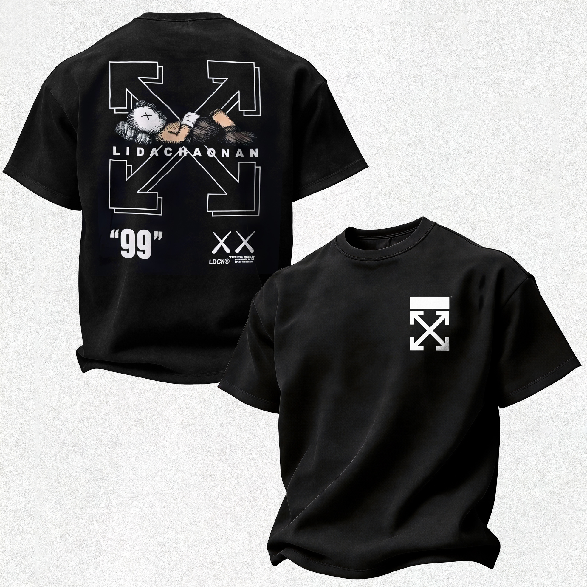 KAWS Off-White Printed Oversized Unisex T-shirt