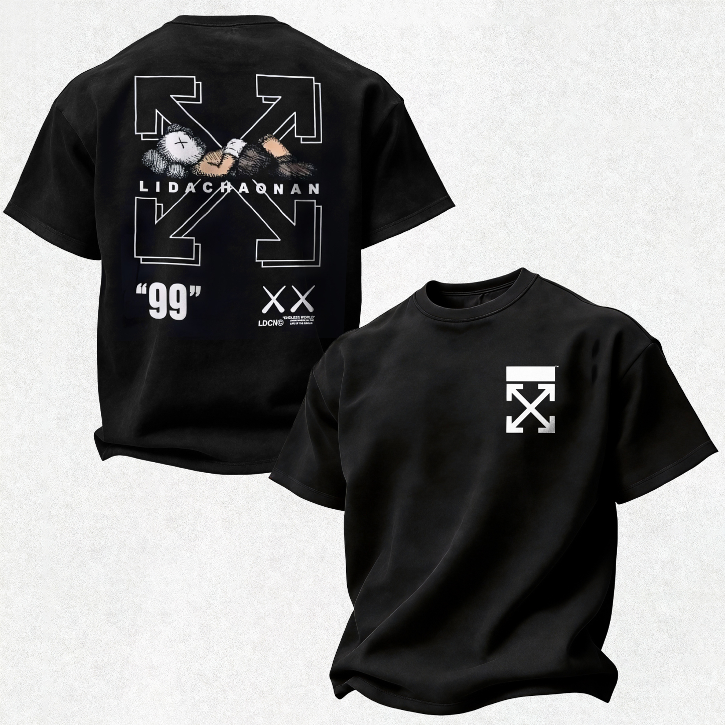 KAWS Off-White Printed Oversized Unisex T-shirt