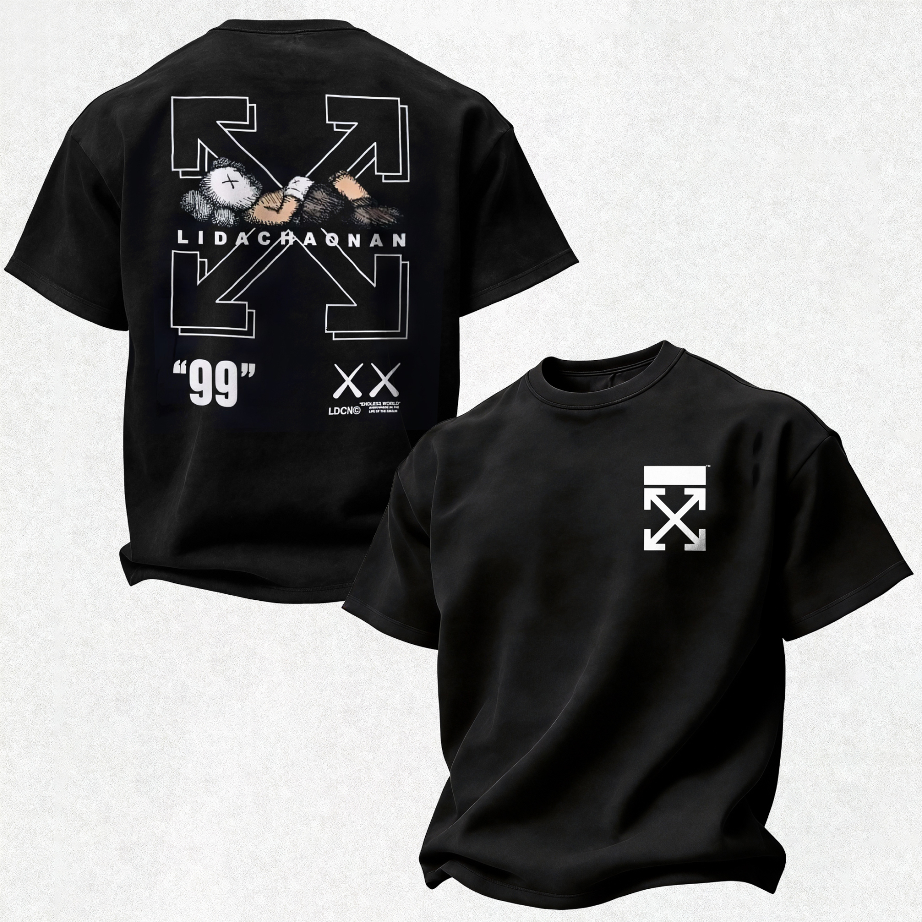 KAWS Off-White Printed Oversized Unisex T-shirt