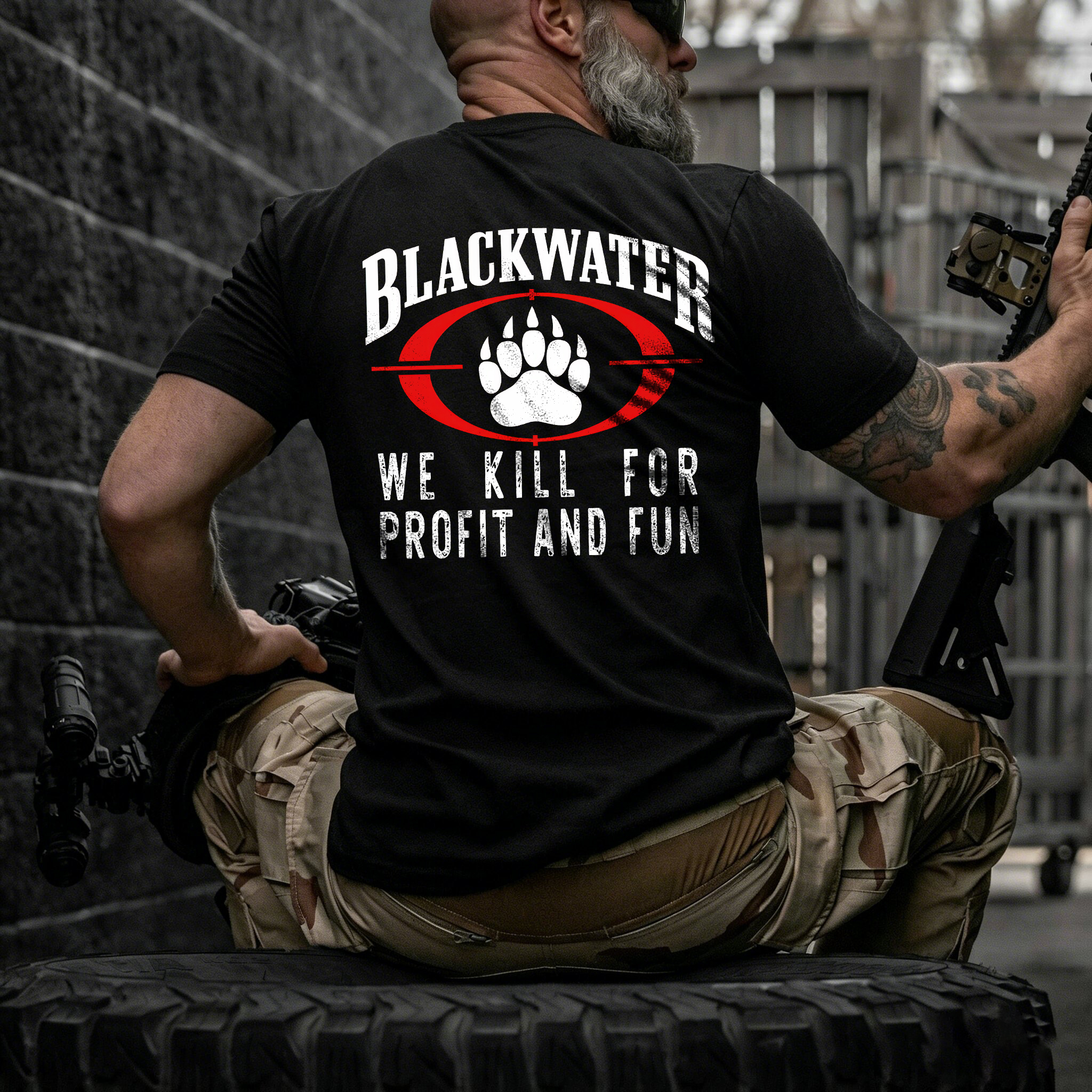 Blackwater We Kill for Profit and Fun Printed Men's T-shirt
