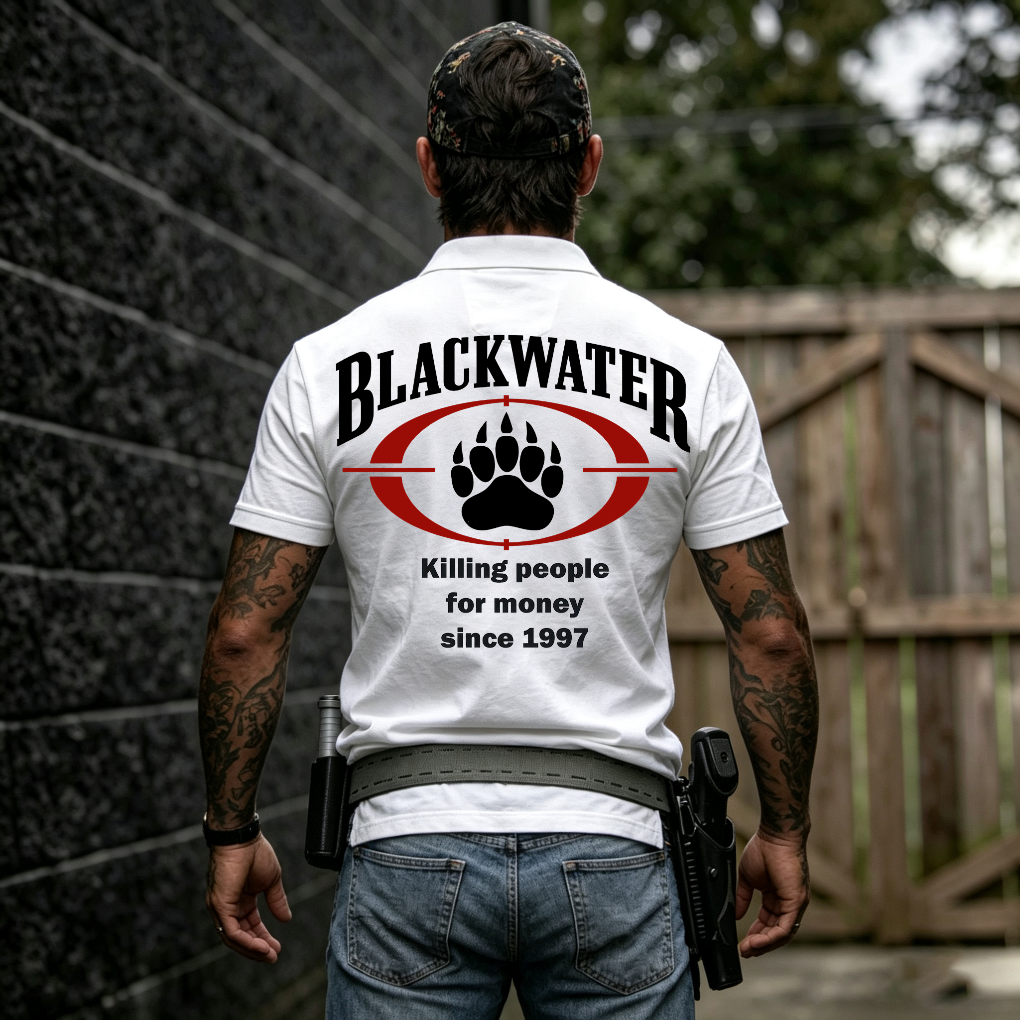 Blackwater Killing People for Money Since 1997 Printed Men's Polo Shirt
