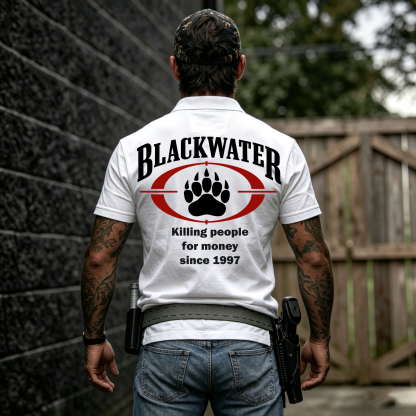 Blackwater Killing People for Money Since 1997 Printed Men's Polo Shirt