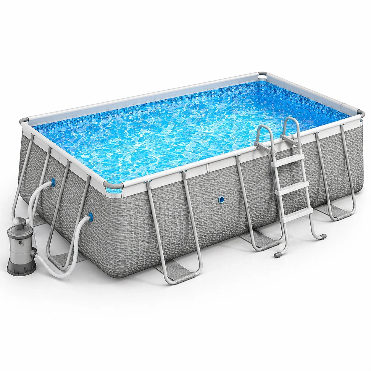 Rechteckiger Stahlrahmen Pool Grau-lervona