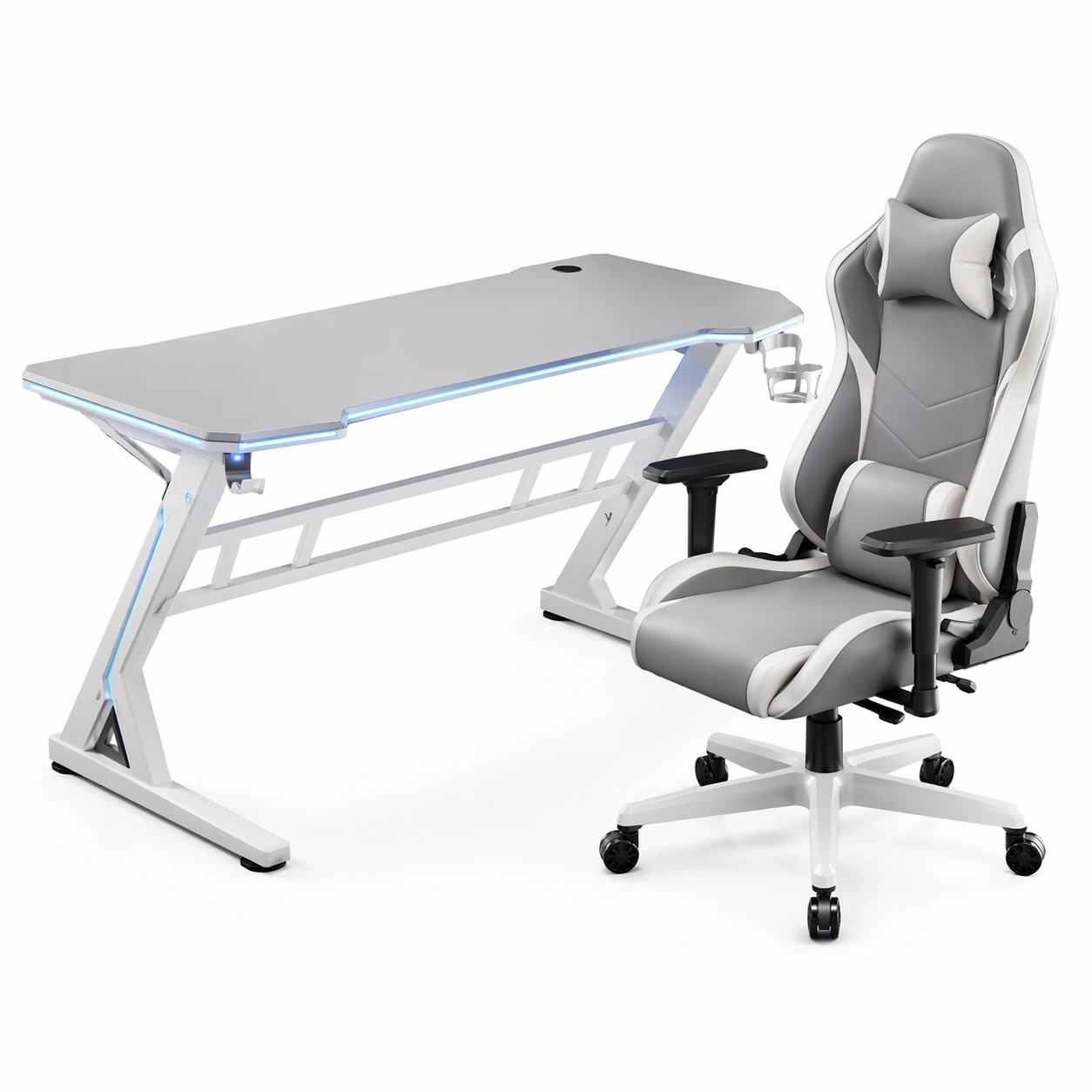 Gaming Schreibtisch Set Weiss-lervona