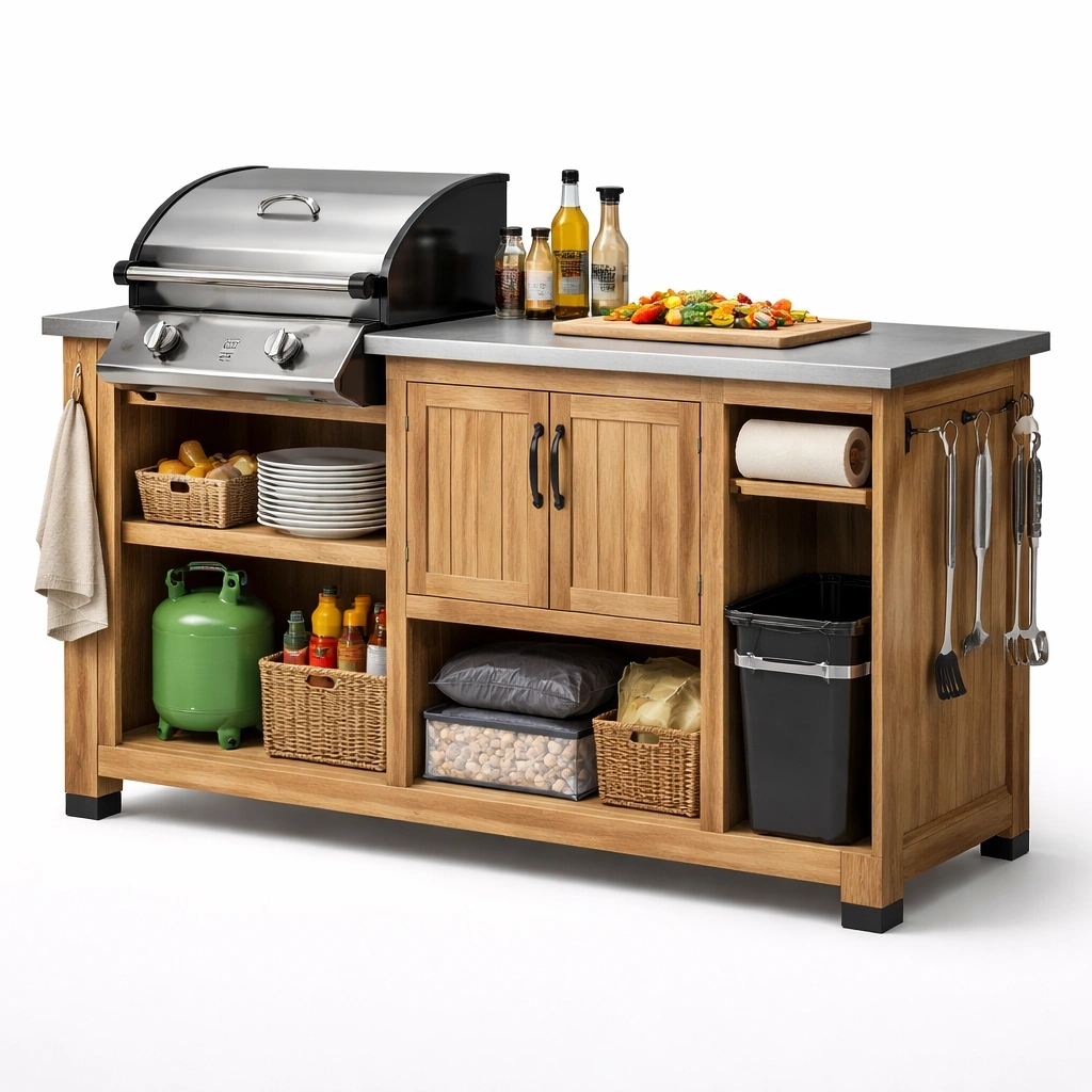 Outdoor Grillstation Holz Edelstahl-lervona