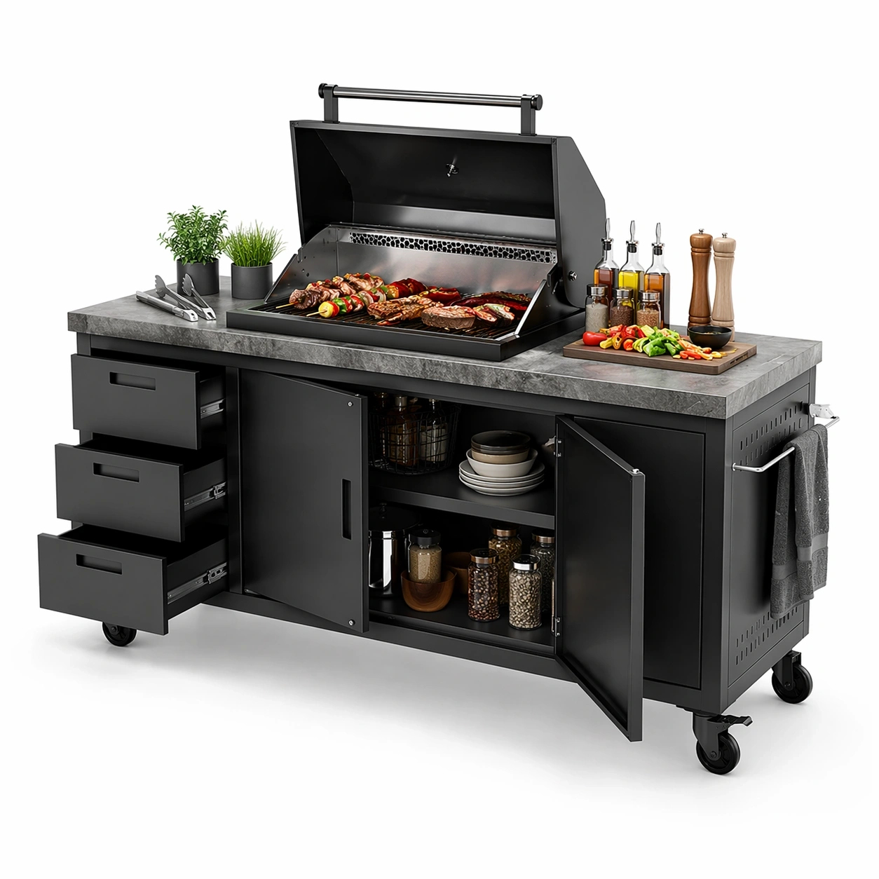 Grillstation Metall Schwarz-lervona