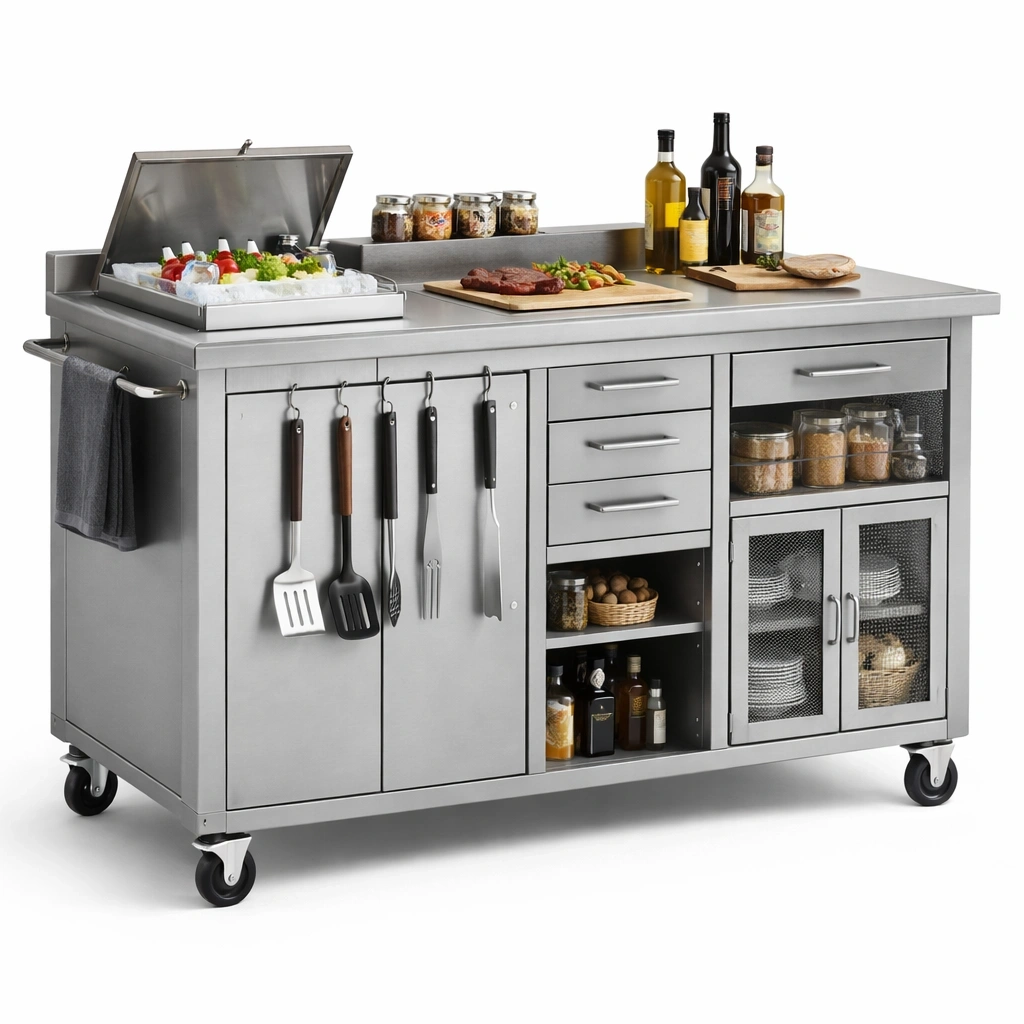 Grillstation Edelstahl Silber-lervona