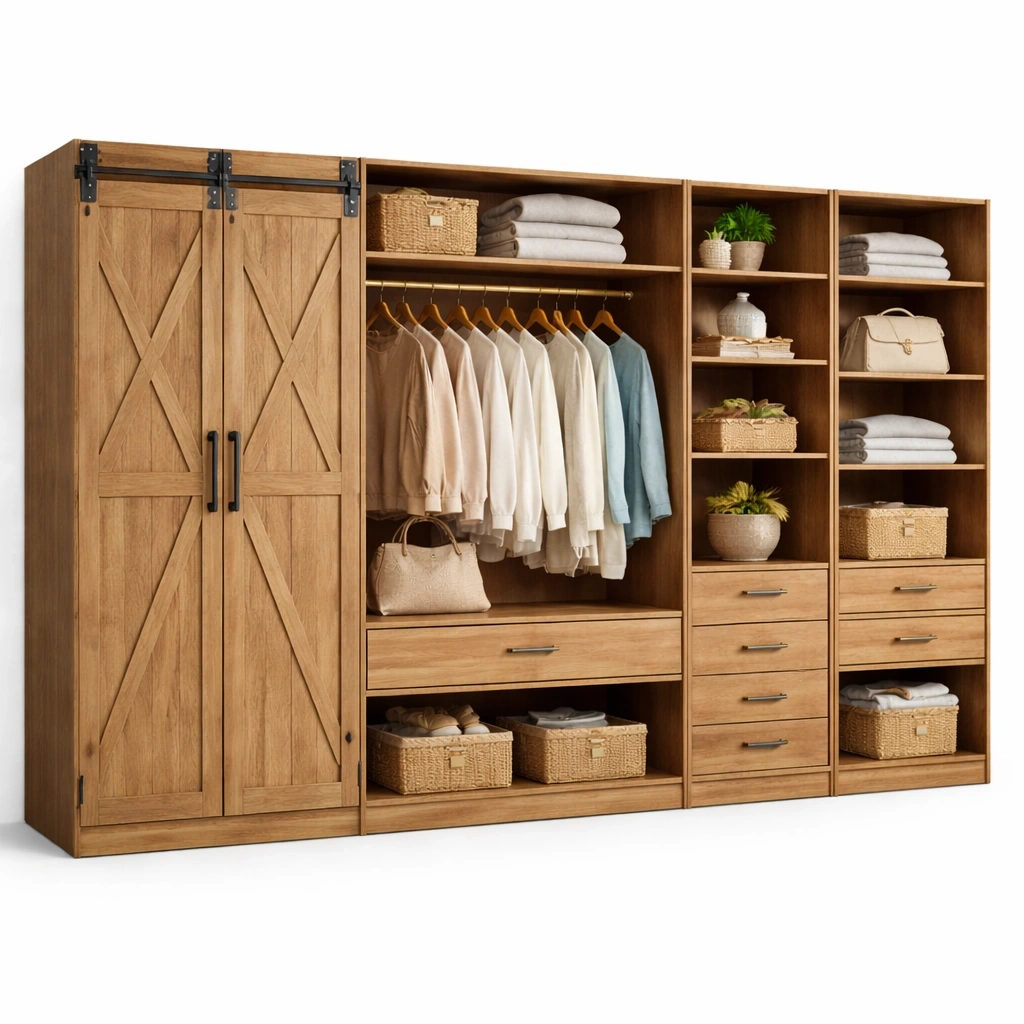 Kleiderschrank System Holz Braun-lervona