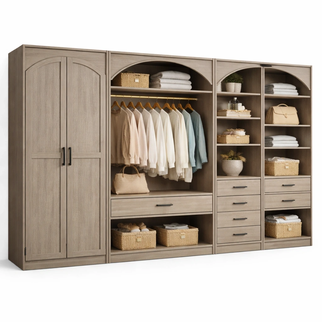 Kleiderschrank System Holz Grau-lervona