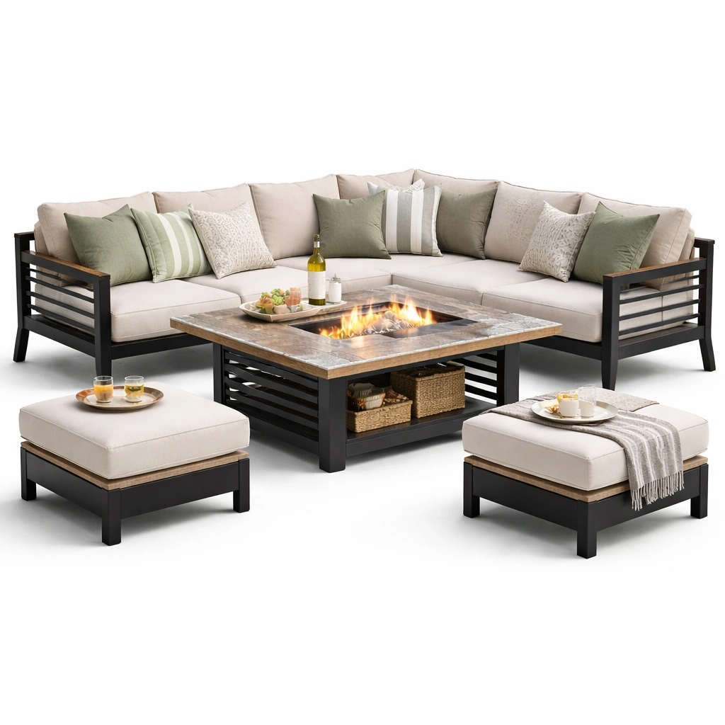 Garten Lounge Set Metall Beige-lervona
