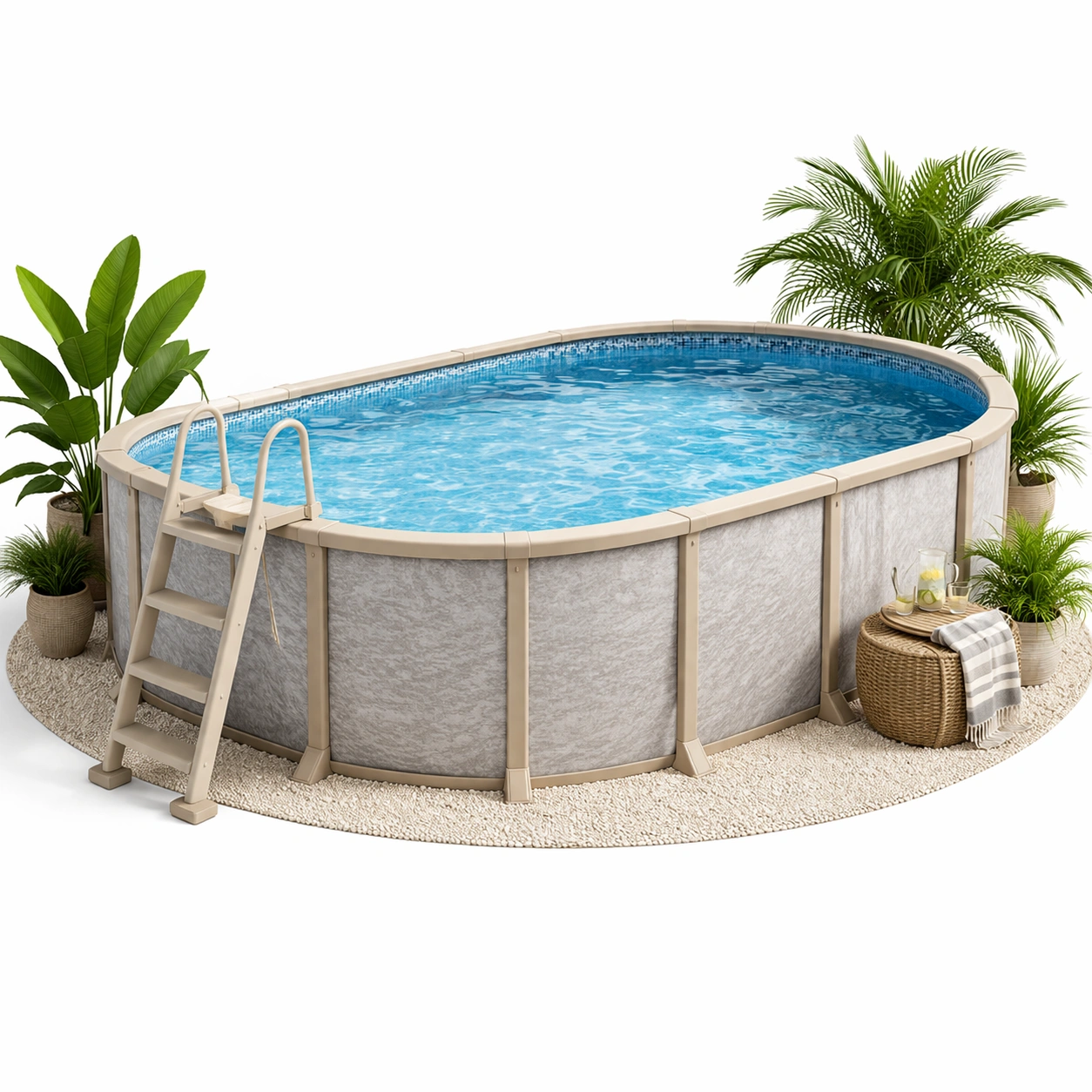 Ovaler Gartenpool Beige-vrivon