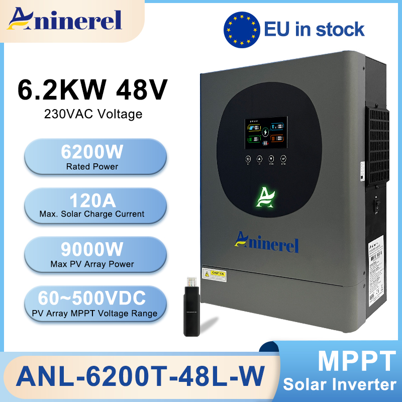 [0% Vat]Aninerel 6.2KW 48V 230V Hybrid Solar Inverter Pure Sine Wave Grid-Tied/Off-Grid Dual-Use MPPT 120A With WIFI Function