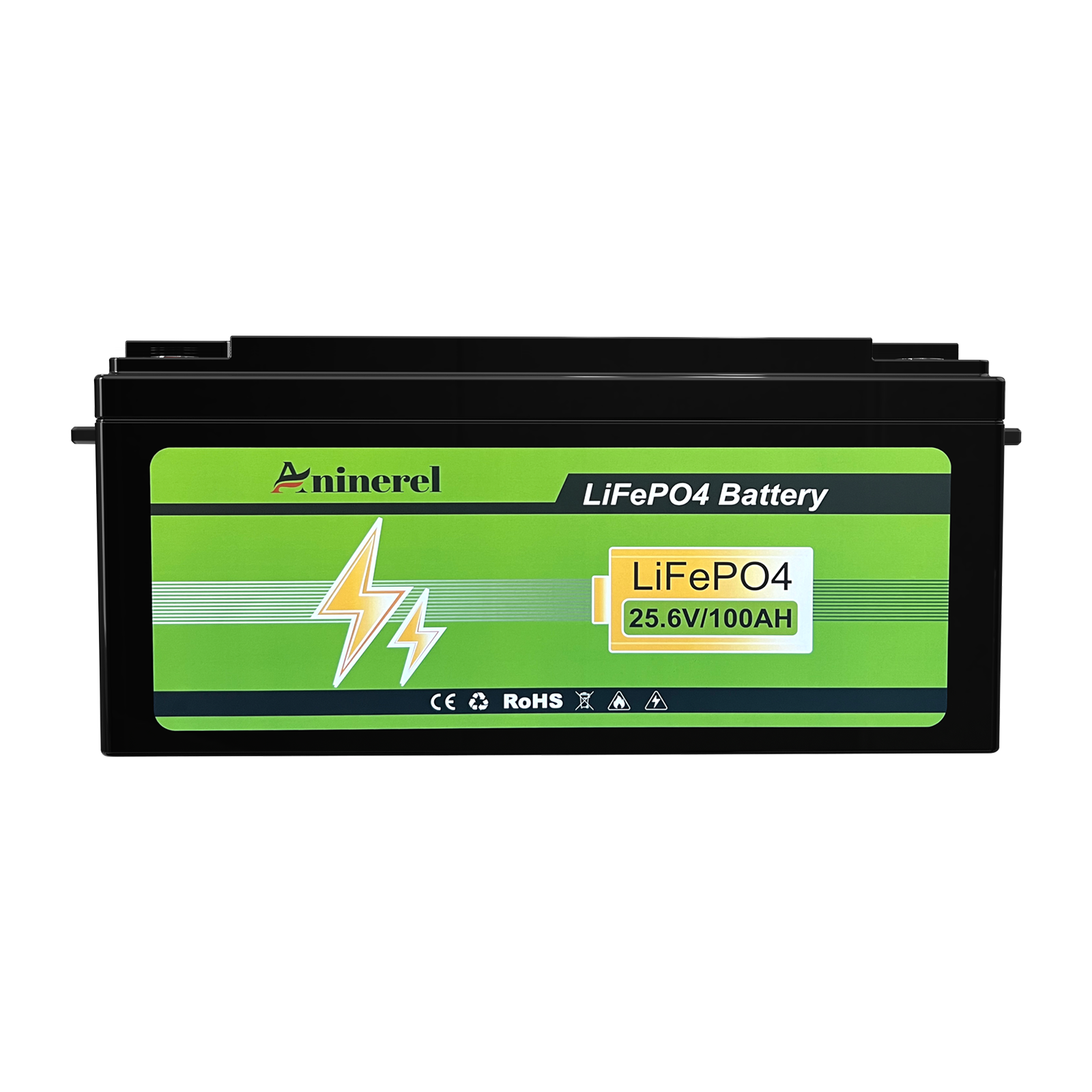  Aninerel 24V 100Ah LiFePO4 Battery Bluetooth 6000+ Cycles Grade A RV Solar Home Lithium Pack Built-in BMS 