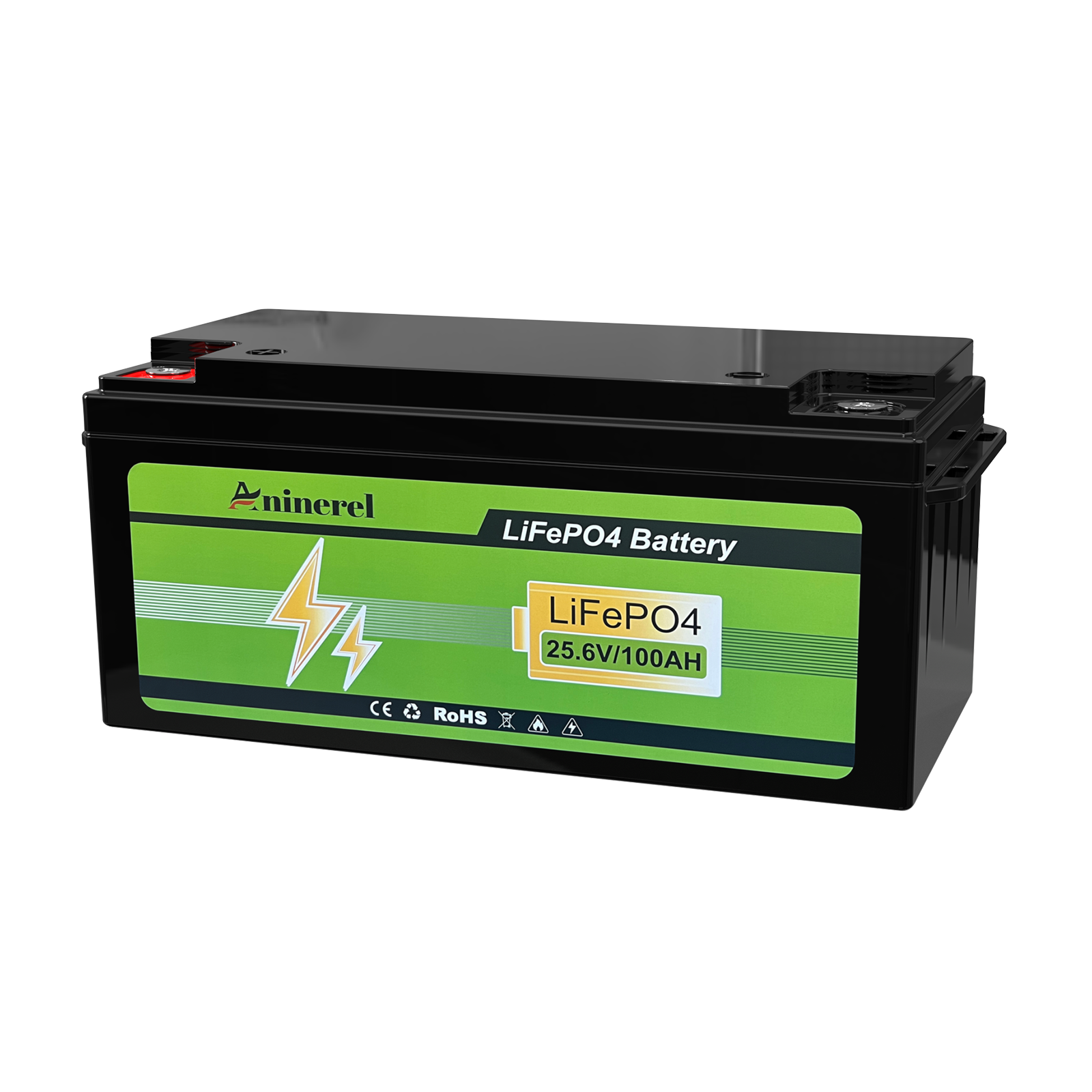  Aninerel 24V 100Ah LiFePO4 Battery Bluetooth 6000+ Cycles Grade A RV Solar Home Lithium Pack Built-in BMS 