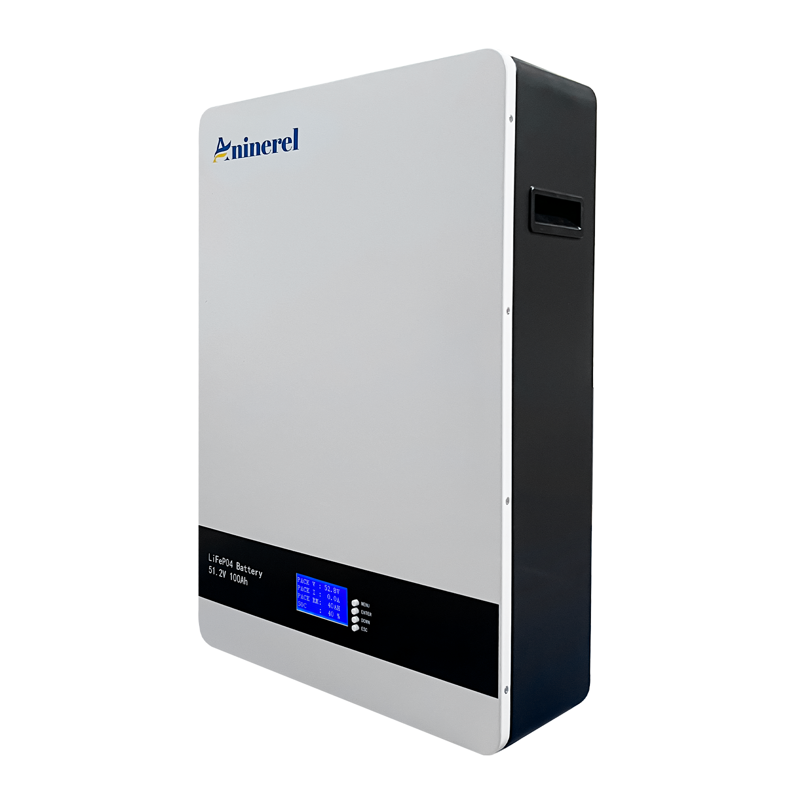 Aninerel 51.2V 100Ah Powerwall LiFePO4 Wall-Mounted Battery Pack 48V 5Kwh for Solar Off/On Grid Built-in BMS 6000+ Cycles