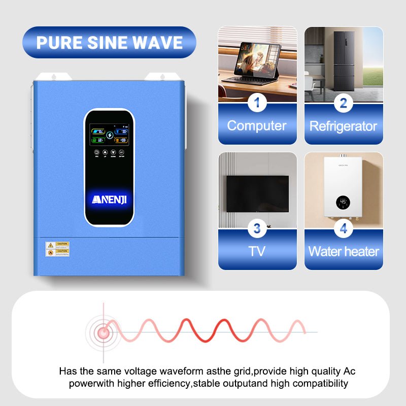 Anenji 11KW 48V 230V Hybrid Solar Inverter Pure Sine Wave Off - Grid+On - Grid 2*MPPT with WIFI Parallel Function for 6 unit Max - ANENJISOLAR