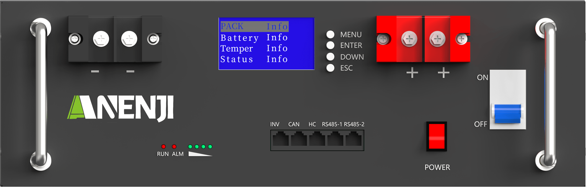 Anenji 51.2V 100Ah Rack - mounted LiFePO4 Battery 6000+ Cycles Built in BMS 5KWH Support Parallel for Solar System - ANENJISOLAR