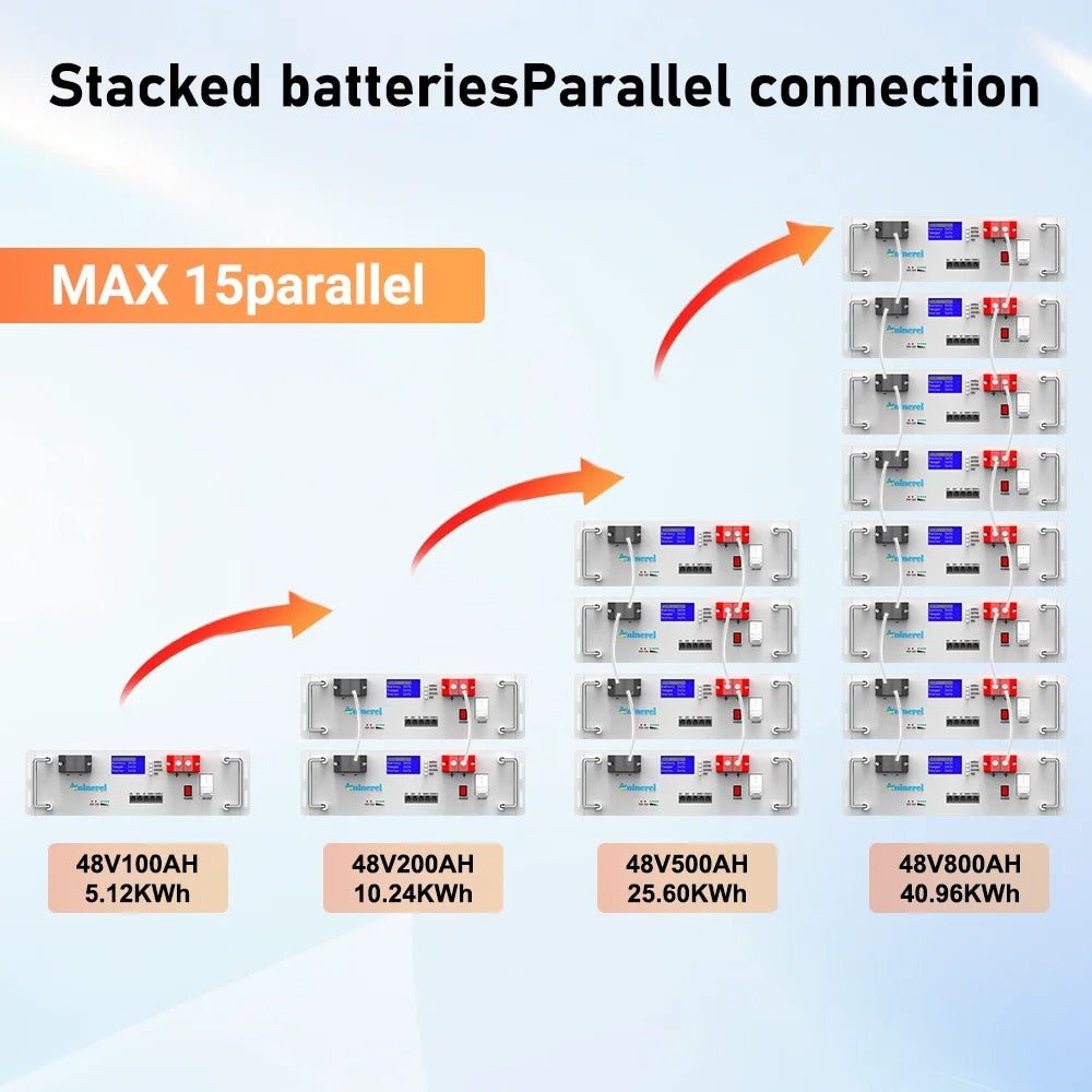 Aninerel- 51.2V 100Ah Rack-mounted LiFePO4 Battery 6000+ Cycles Built in BMS 5KWH Support Parallel for Solar System-Aninerel 