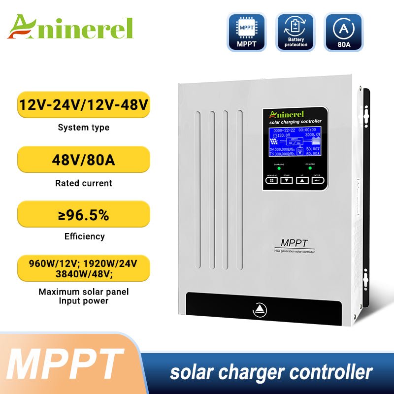 Aninerel  80A  MPPT Solar Charge Controller 12V 24V 36V 48V Battery Charger  Back-light LCD Solar Regulator-Aninerel 