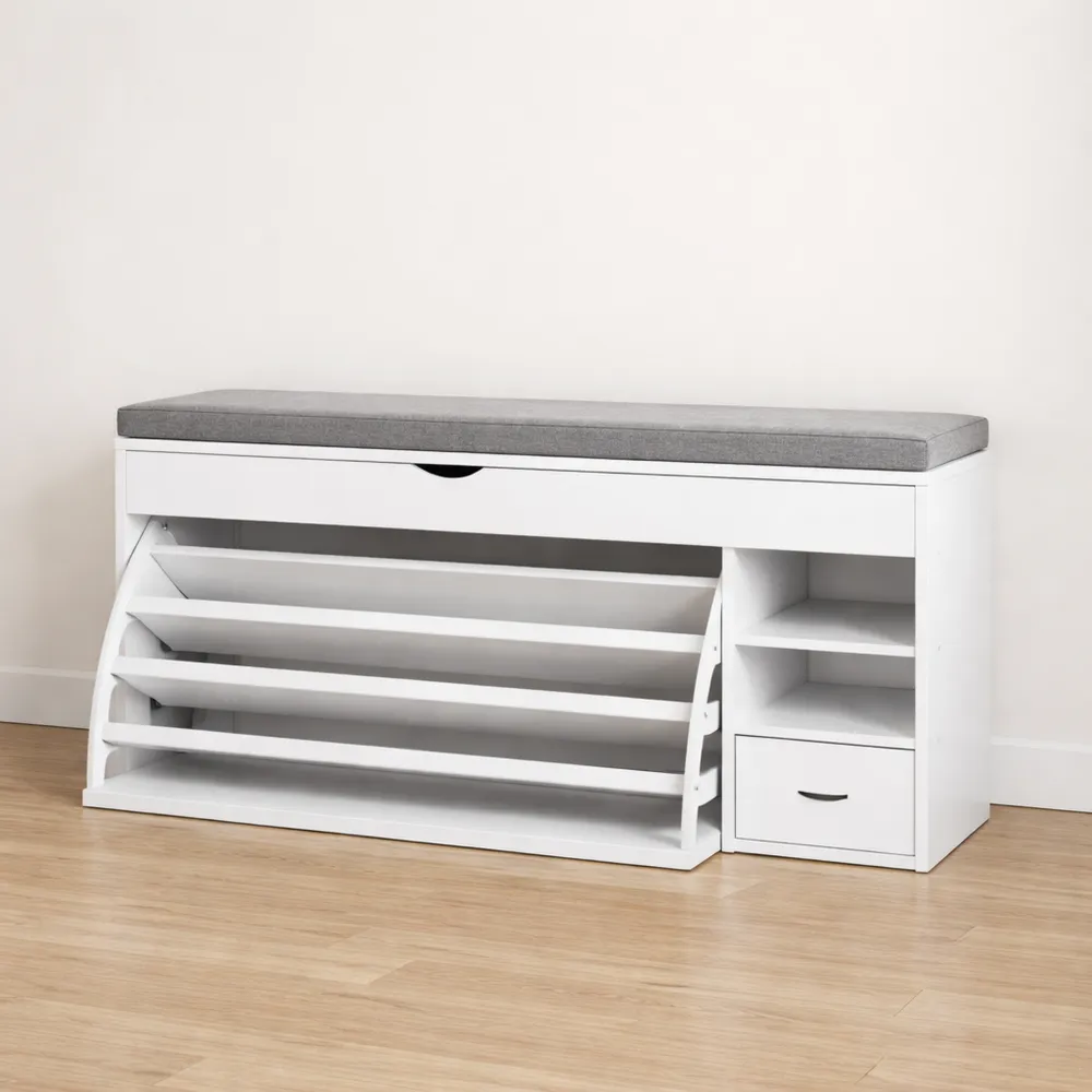 Scarpiera Salvaspazio Ingresso con Scomparti Regolabili, 100 x 30 x 55 cm, Colore Bianco