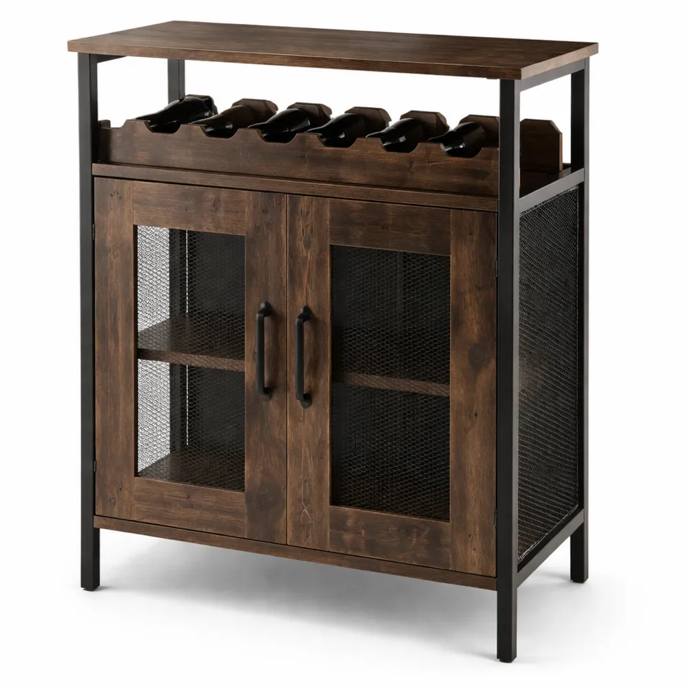 Cantinetta Porta Bottiglie da Vino con Portabottiglie Rimovibili e Porta in Metallo