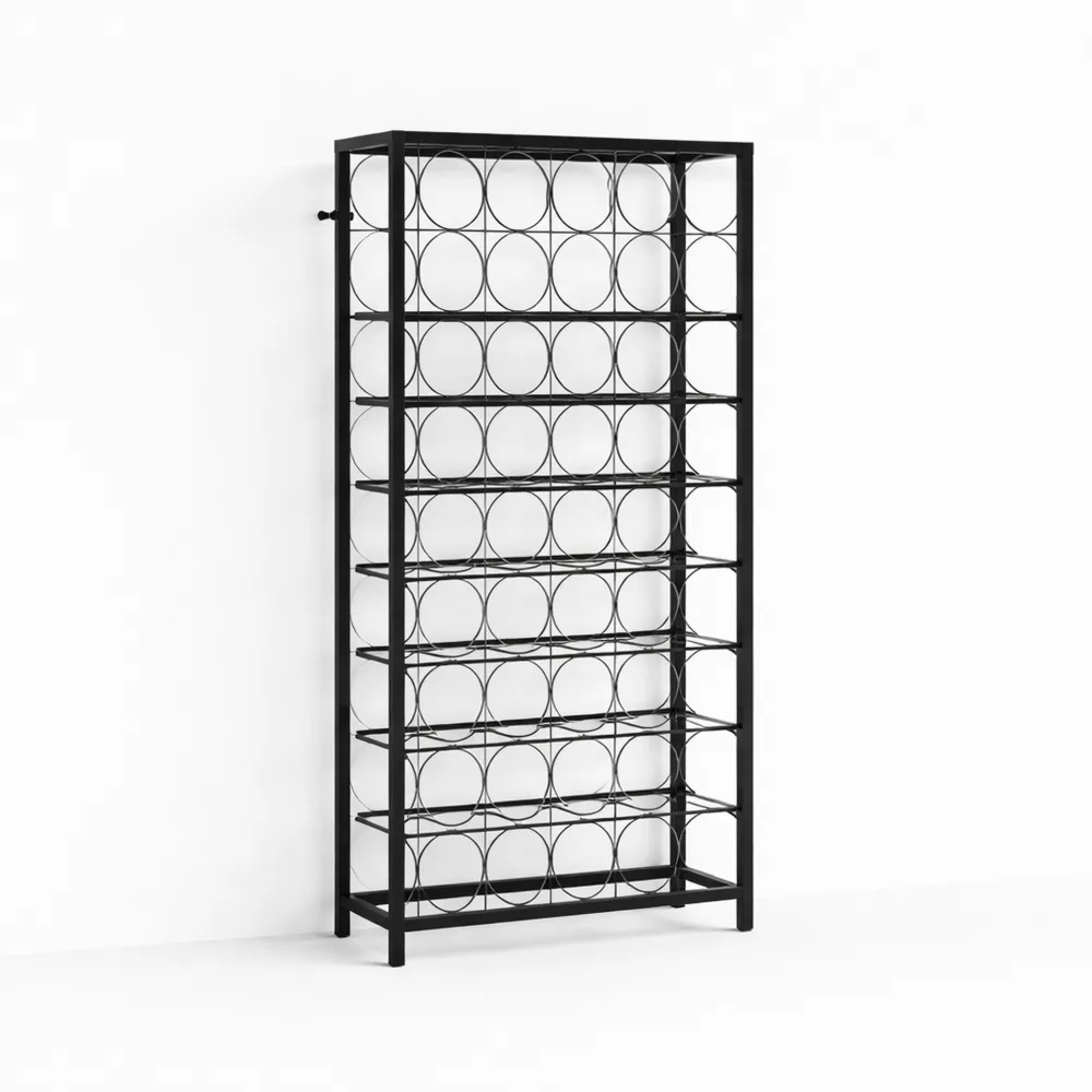 Cantinetta Portavini in Ferro Battuto per 45 Bottiglie, 54x18x100cm, Colore Nero