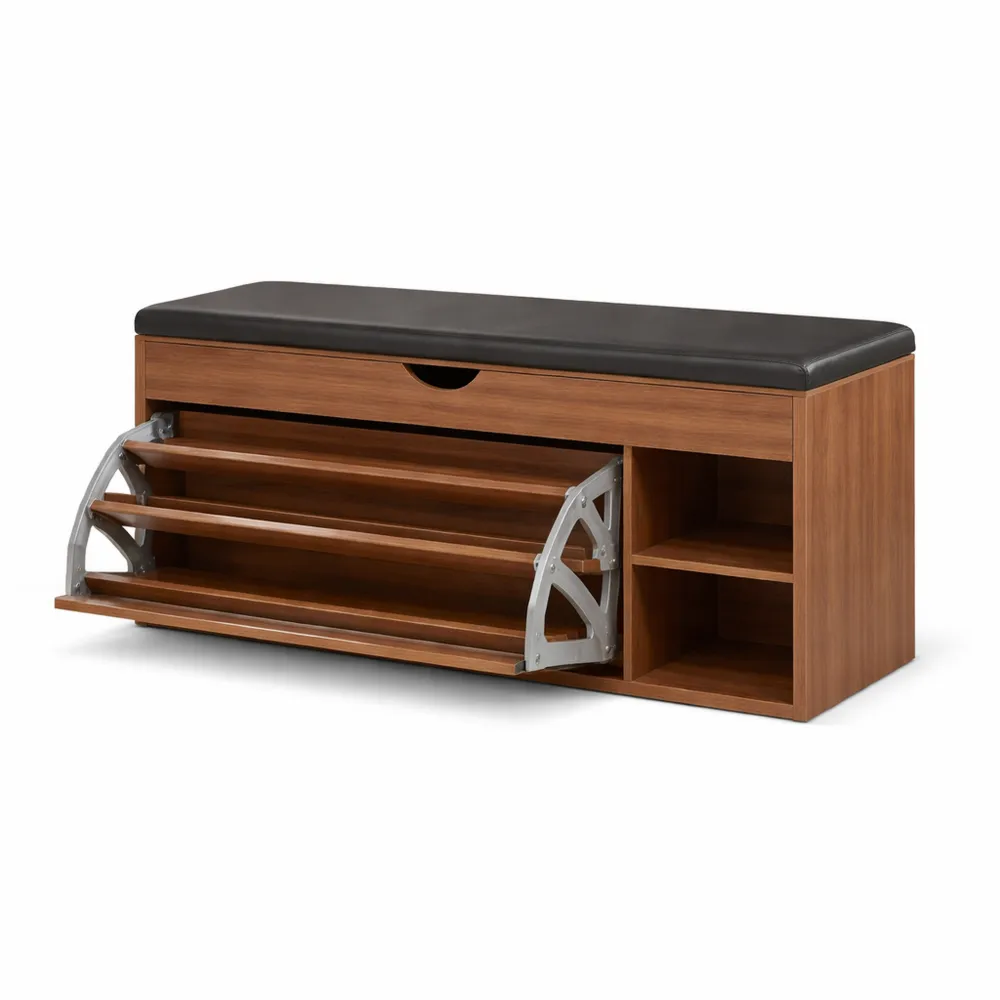 Scarpiera a due livelli con sgabello integrato per ingresso