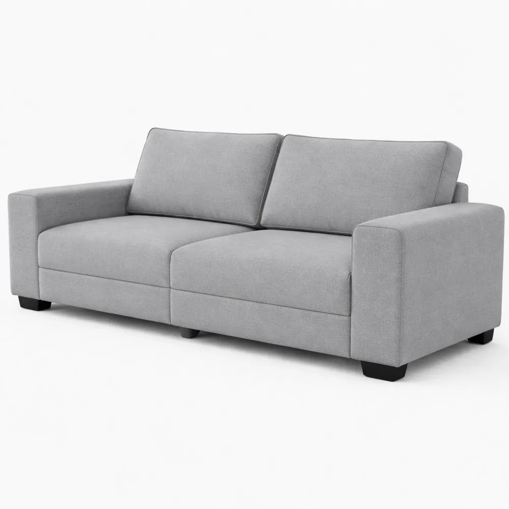 Divano Moderno a 3 Posti in Tessuto Grigio Chiaro