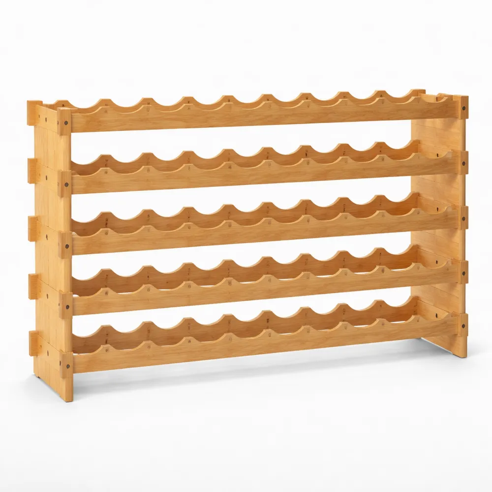 Portabottiglie impilabile in bambù per 36 bottiglie, naturale