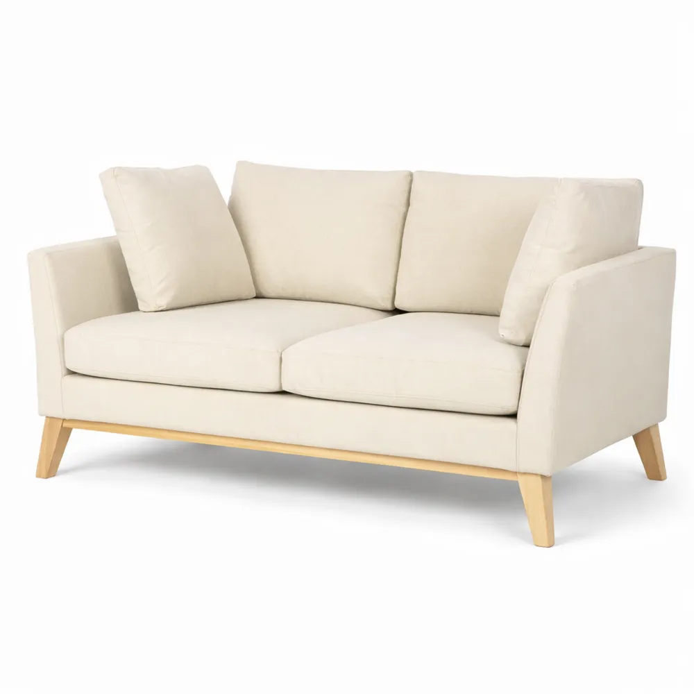 Divano 2 Posti in Tessuto Effetto Lino con Cuscinetti, per Soggiorno e Camera