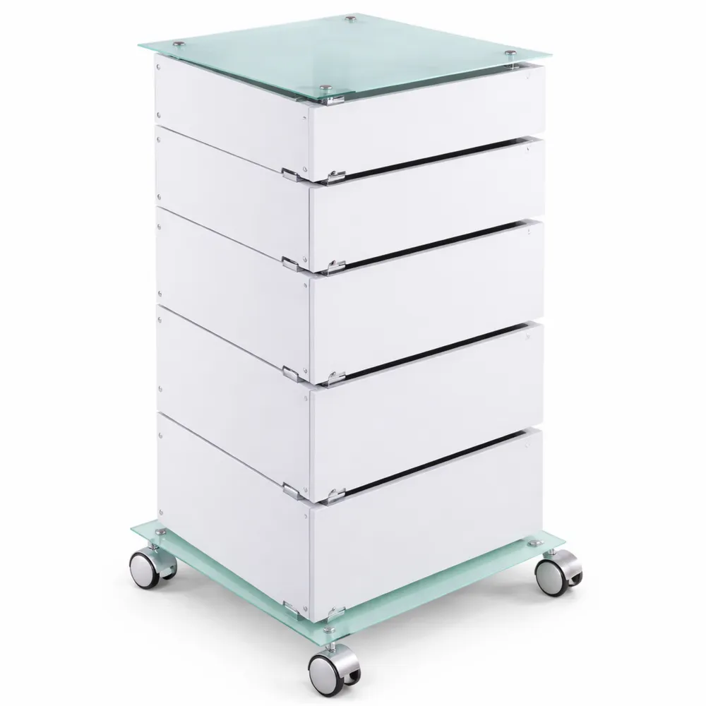Carrello con 5 cassetti girevoli bianco 30x36,5x75,5 cm