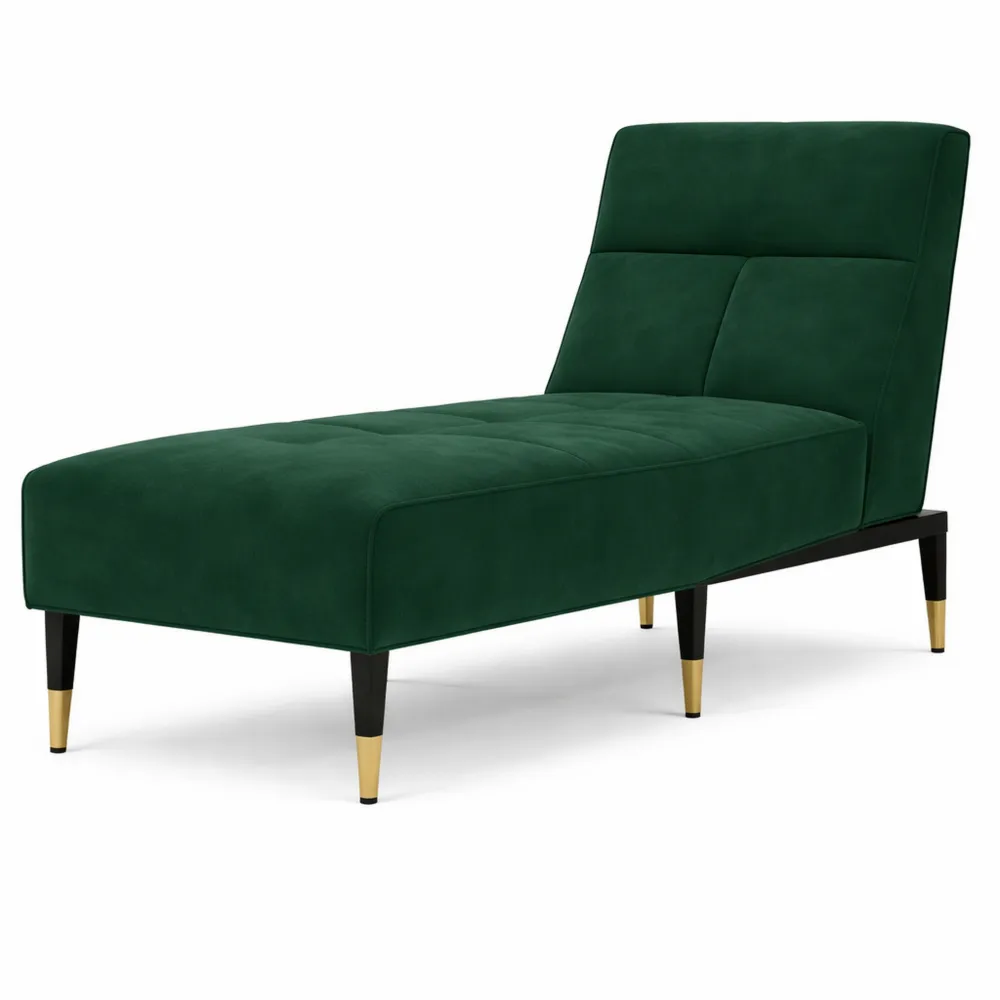 Elegante Chaise Longue in Velluto Verde Scuro