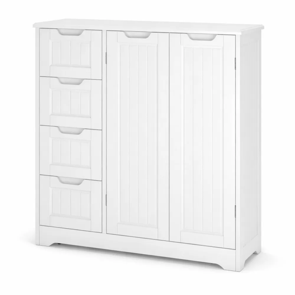 Armadio da Bagno con Ripiani Regolabili e Cassetti